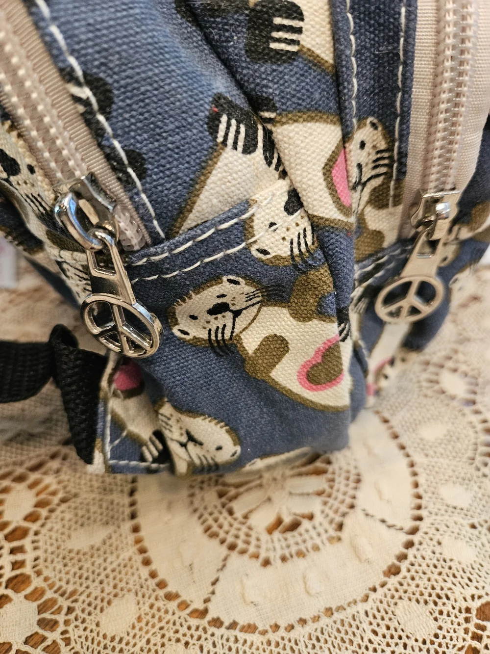 NWT Bungalow 360 Kids Blue Seal Print Mini Backpack Peace